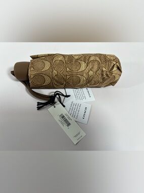 Coach Signature C Umbrella Compact Mini Brown NWT UV Protection